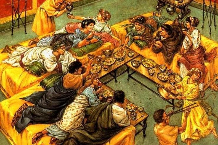 Римляне предпочитали кушать лежа. Наверное, так больше входило