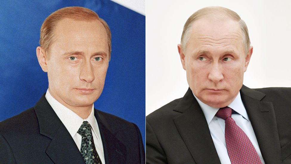 Владимир Путин в начале 2000-х и в 2019 гг.
